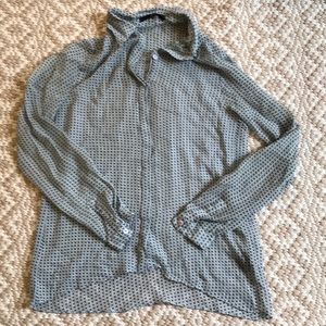 Tibi Silk Sheer Light Blue Button Down size 0